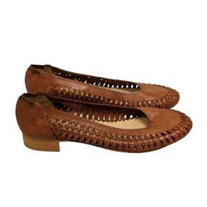 David Tate Womens Size 9.5 M Brown Round Toe Perforated Slip On Ballet Flats